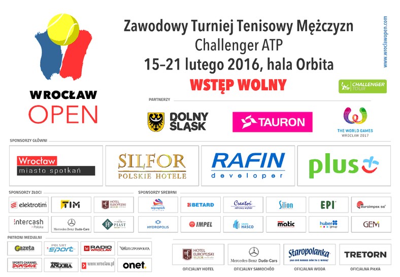 Dziękujemy sponsorom, parterom oraz patronom medialnym Wrocław Open 2016