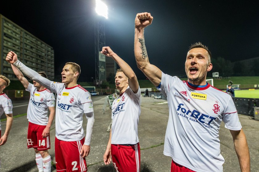 Pilka nozna. Fortuna I liga. GKS 1962 Jastrzebie - LKS Lodz. 04.05.2019