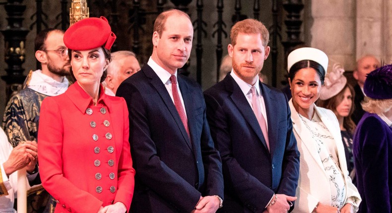 Kate Middleton, Prince William, Prince Harry, and Meghan Markle at a Commonwealth Day service at Westminster Abbey in 2019.RICHARD POHLE/POOL/AFP via Getty Images