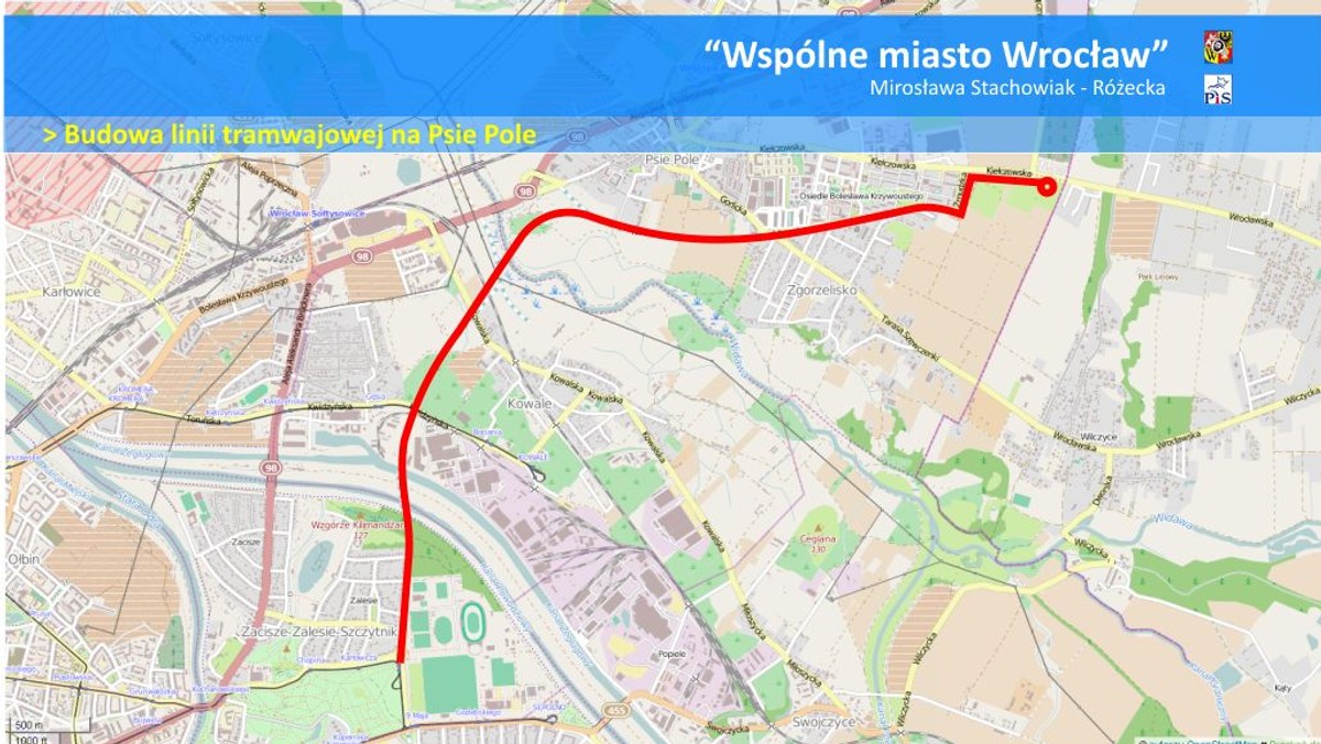 Trwa wyborcza ofensywa kandydatki PiS na prezydenta Wrocławia. Tym razem Mirosława Stachowiak-Różecka obiecuje, że jeśli wygra wybory – tramwaje pojadą na Psie Pole. W przygotowanym "trójpaku komunikacyjnym" dla mieszkańców osiedla, zapowiada też budowę nowej ulicy i przedłużenie obwodnicy Śródmiejskiej.