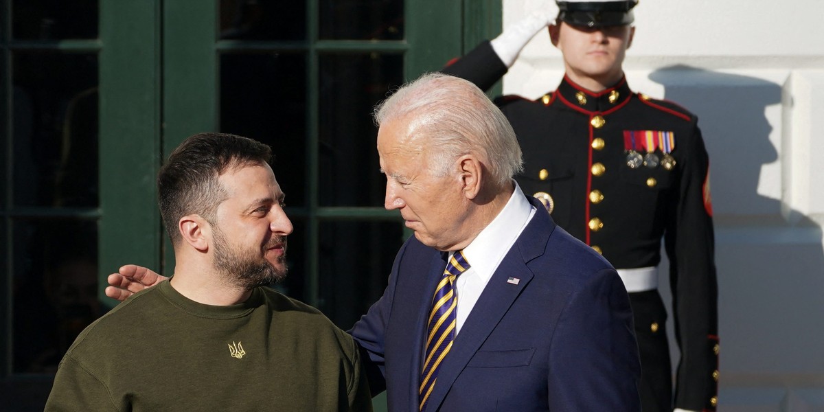 Joe Biden z Wołodymyrem Zełenskim