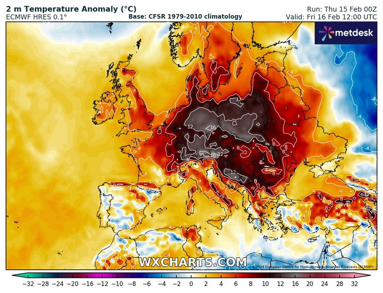Nad Europą Środkową znajdzie się główny rdzeń ciepła. Będzie nawet o 16 st. C cieplej niż zwykle o tej porze