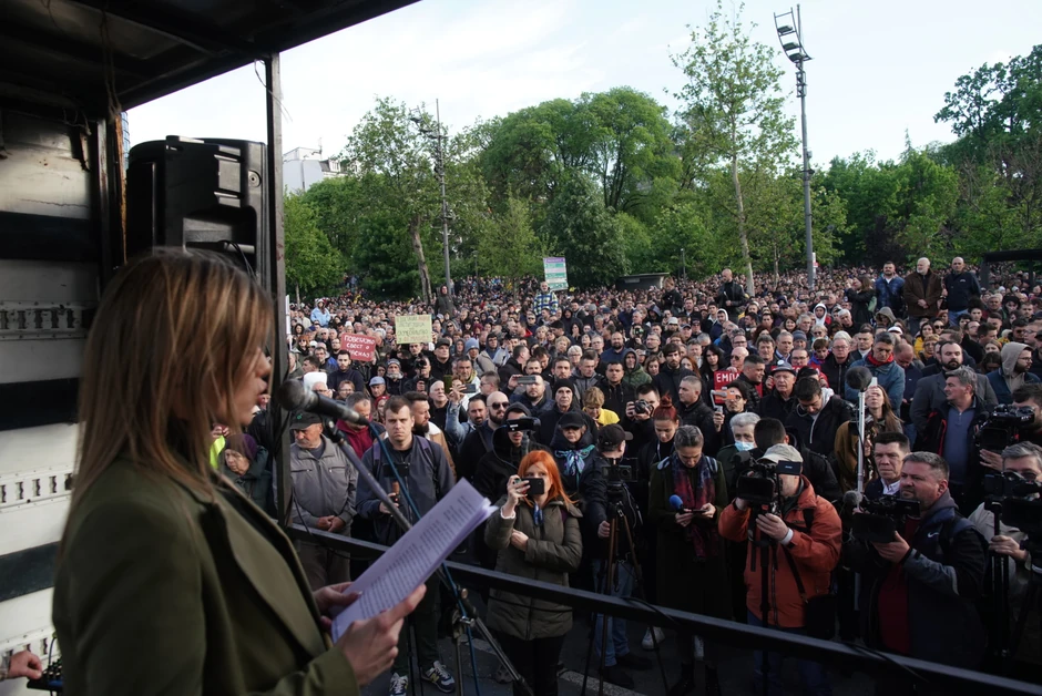 Kao i na prethodnom protestu, pročitani su zahtevi dela opozicije
