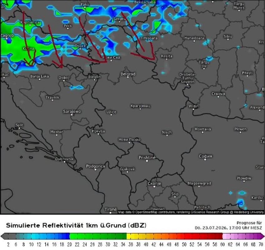 Spuštanje hladnog fronta u četvrtak
