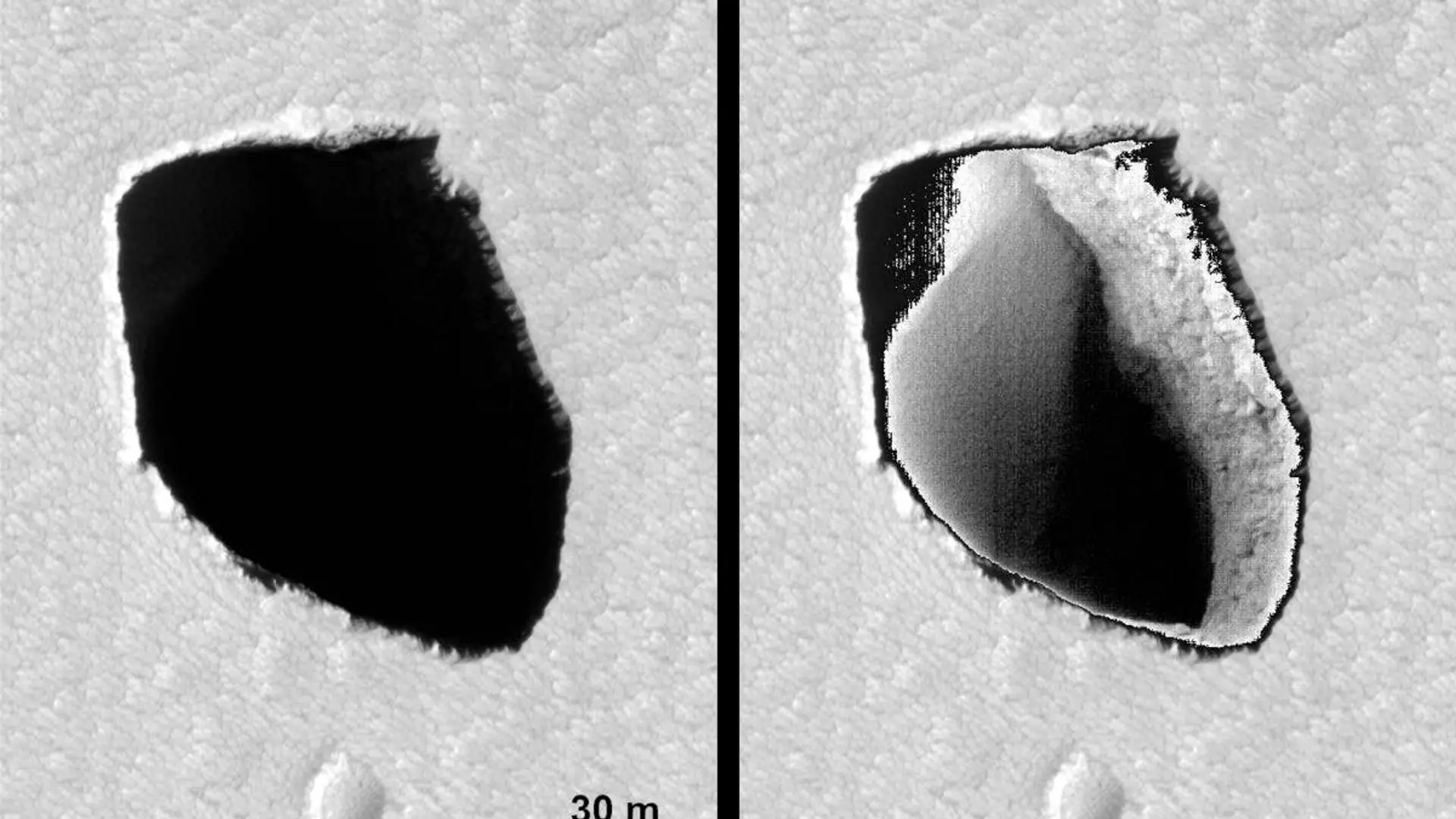 NASA odkryła na Marsie głęboki krater. Wygląda jak Polska