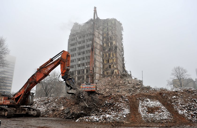 wyburzanie hotelu centrum w Łodzi