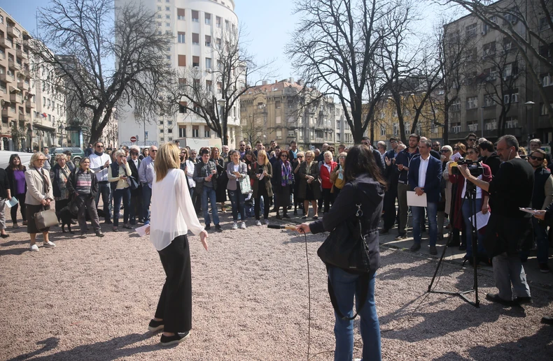 Okupljeni u parku Vojvode Vuka