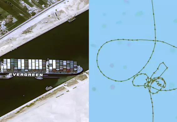 Statek, który zablokował Kanał Sueski, wcześniej "narysował" gigantycznego penisa na wodzie
