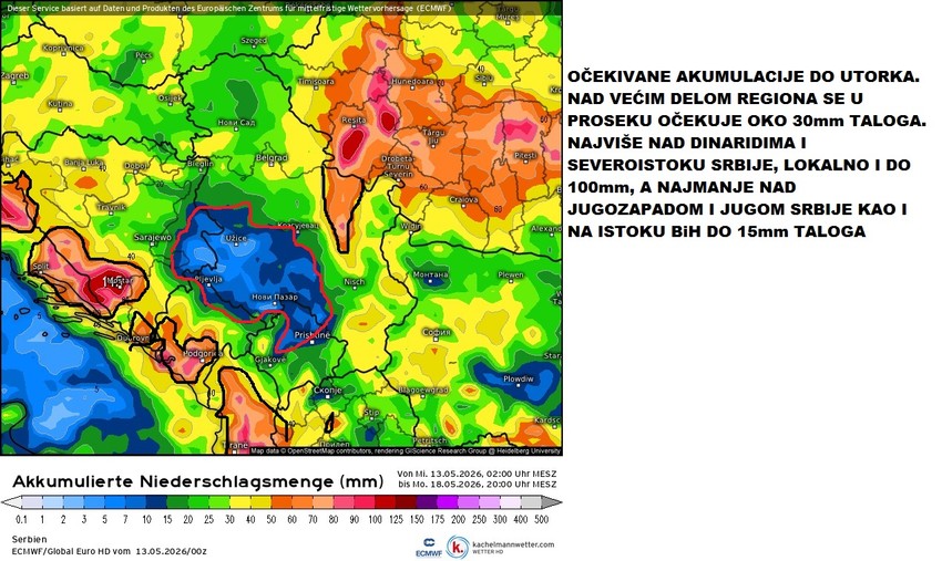 Najviše padavina očekuje se na severoistoku Srbije