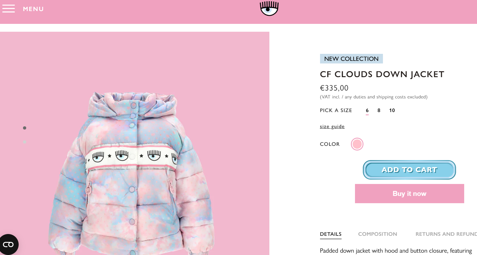 Bunda od Chiary Ferragni sa na oficiálnej stránke predáva za 335,00 eur. 