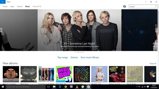 Muzyka oraz Filmy i TV dostępne są w Sklepie Windows z Windows 10