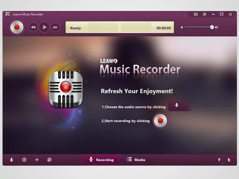 Główne okno programu do nagrywania dźwięku - Leawo Music Recorder