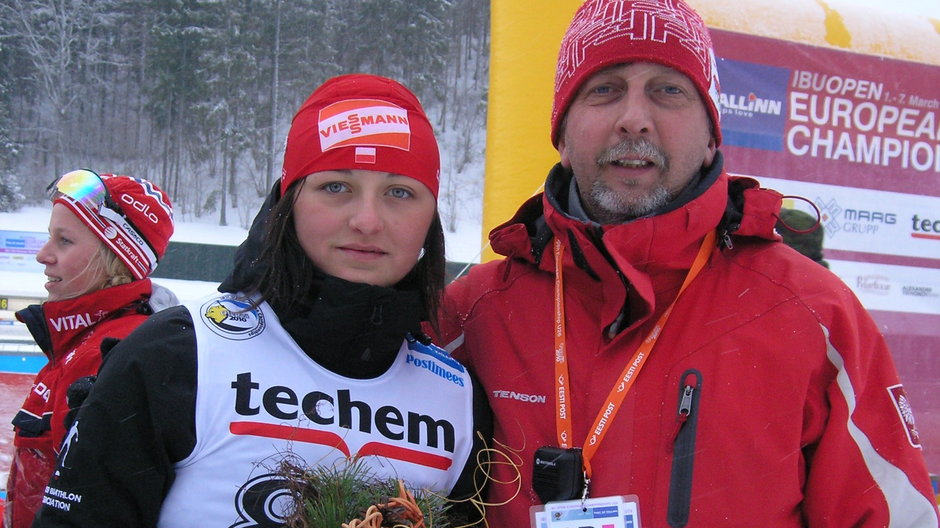 Monika Hojnisz i trener Adam Kołodziejczyk - autorzy ostatniego złotego medalu MEJ dla Polski (2010 rok)