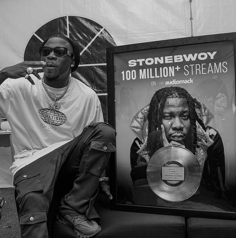 Stonebwoy received a plaque from Audiomack after making history with 100 million streams