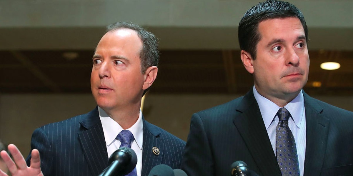 (L to R) House Intelligence Committee Chairman Devin Nunes (R-CA) and ranking member Rep. Adam Schiff (D-CA).