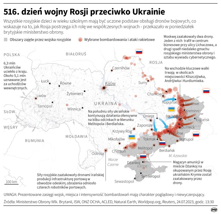 Sytuacja w Ukrainie po 516. dniu wojny