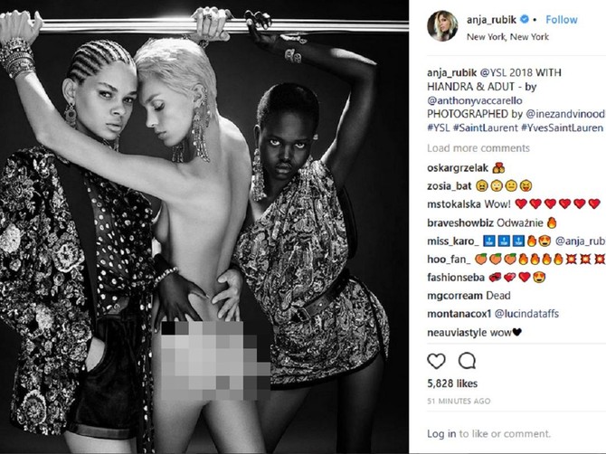 Anja Rubik u kampanji "Iv Sen Loran"