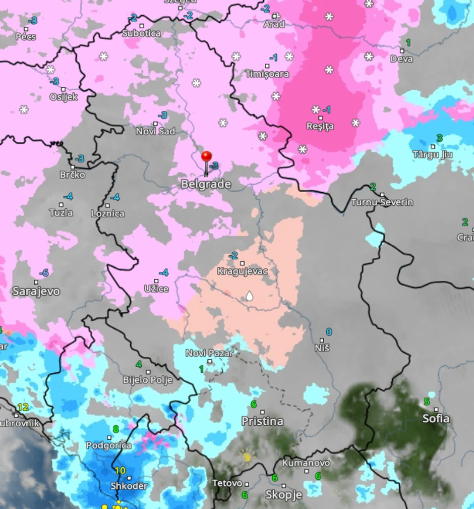 Vremenski radar u 8 sati ujturu, Božić