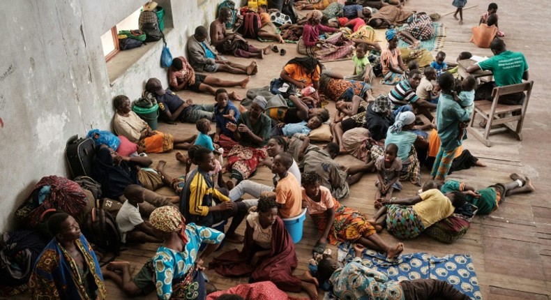 People in Buzi, a district of Beira, take shelter in a secondary school