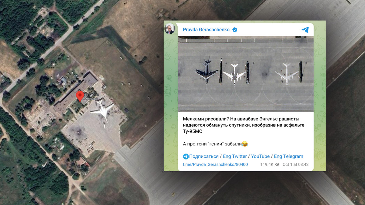 Rosjanie namalowała samoloty na płycie lotniska Engels-2. O czymś zapomnieli