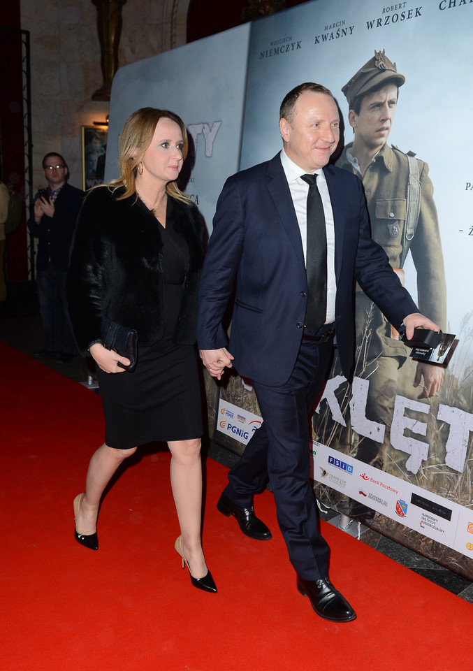 Jacek Kurski i Joanna Klimek na premierze filmu "Wyklęty"