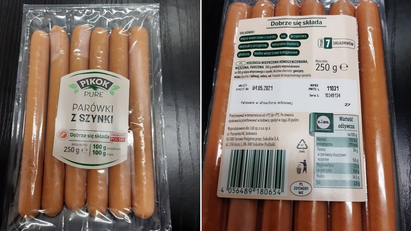 GIS nakazał wycofanie jednej partii parówek z szynki 250 g "Pikok Pure" ze sklepów Lidl. Znaleziono w niej bakterie listerii