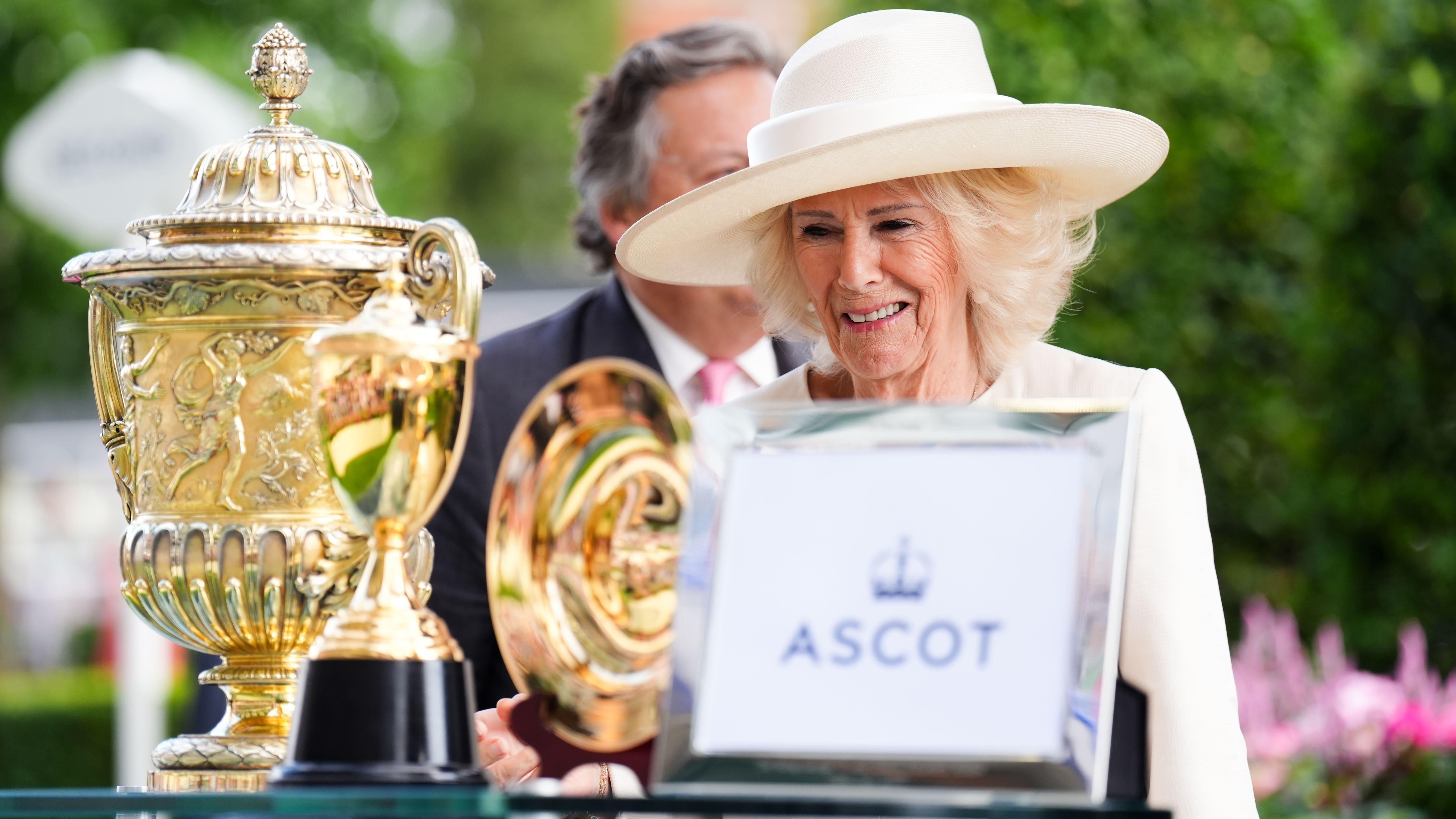Queen Camilla presents trophy at Ascot King George Stakes