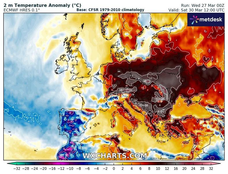 Ciepło ogarnie niemal całą Europę