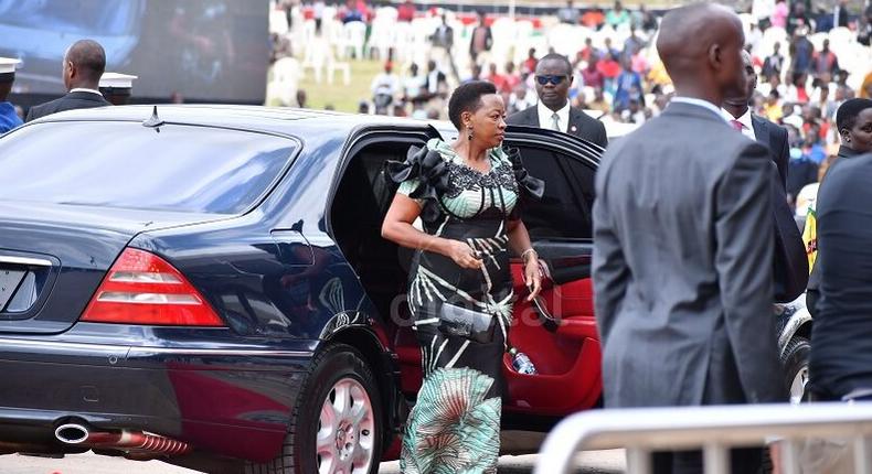 First Lady Rachel Ruto arrives at Uhuru Gardens for Mashujaa Day 2022 celebrations on December 12, 2022