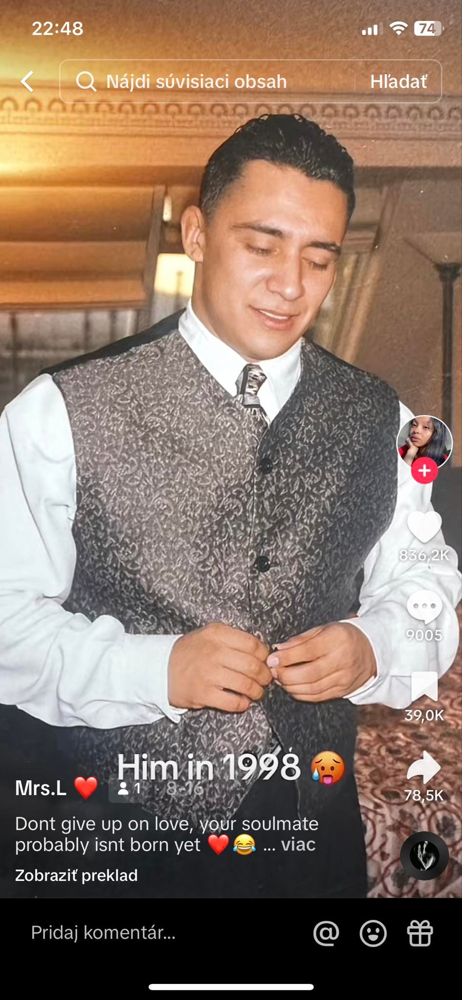 Manžel tiktokerky v roku 1998