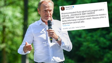 Tusk ironicznie o słowach Dudy: wszyscy ufnie zacisnęli zęby