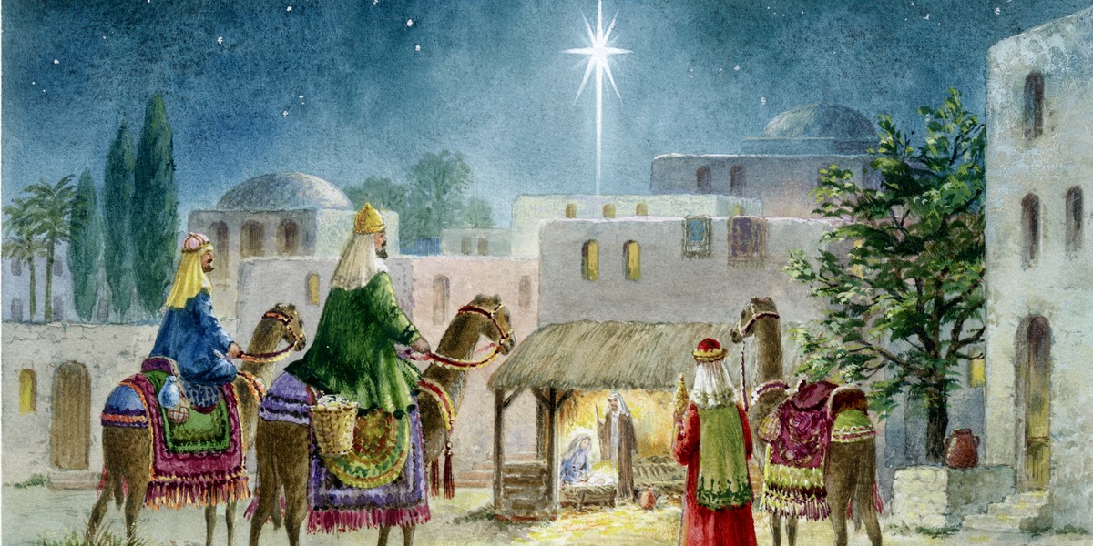 Christmas nativity scene with the three kings