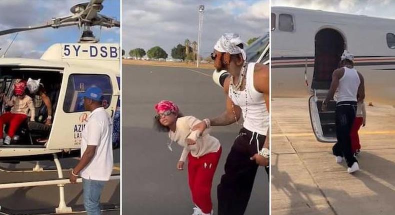 Diamond Platnumz shares precious moments with daughter Princess Tiffah aboard private jet after Azimio's final election campaign rally at Kasarani Stadium