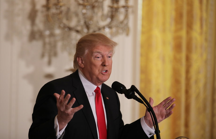 Trump holds a news conference at the White House on February 16.