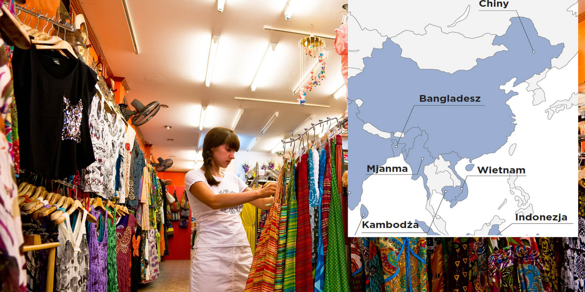 Na wieszakach w polskich sklepach odzieżowych coraz mniejszy udział mają ubrania z Chin. Polskie sieci w pandemii przekierowały strukturę zamówień do dwóch innych azjatyckich krajów. 