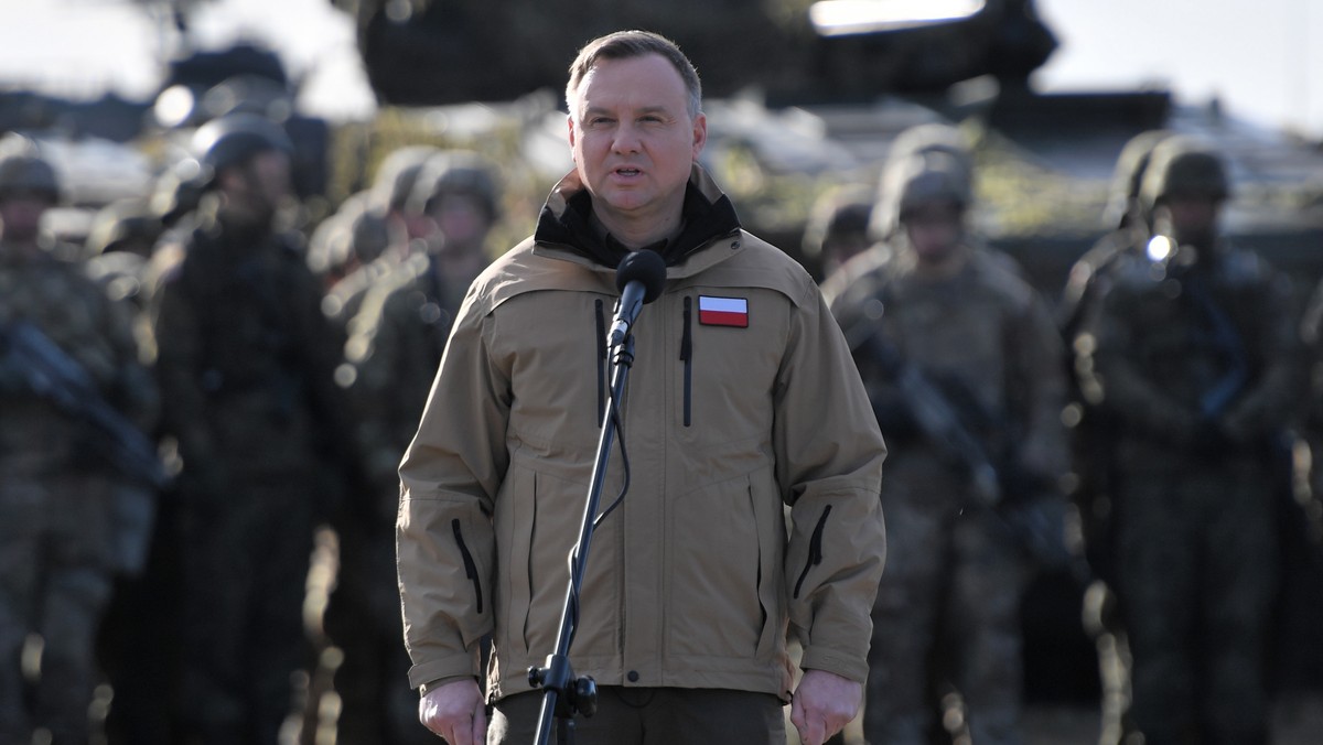 Prezydent Andrzej Duda na poligonie w Drawsku Pomorskim, 2020 r. 