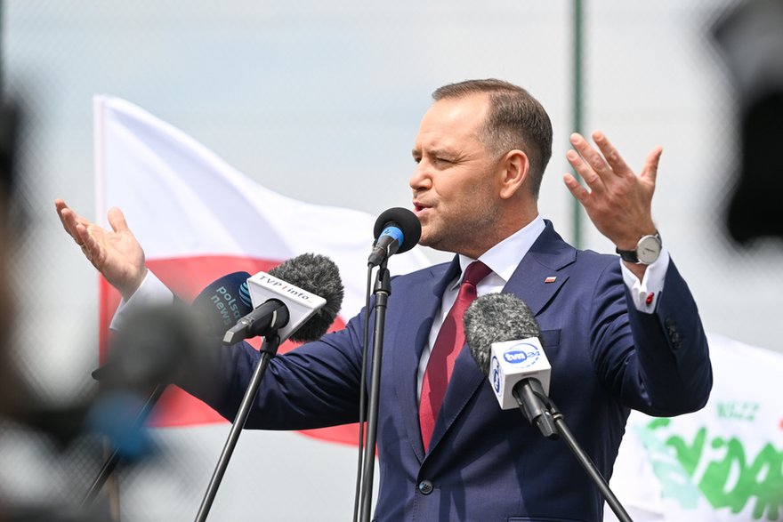 Karol Nawrocki na spotkaniu w Markowej
