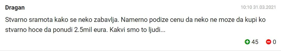 Jedan od komentara sa sajta Blica