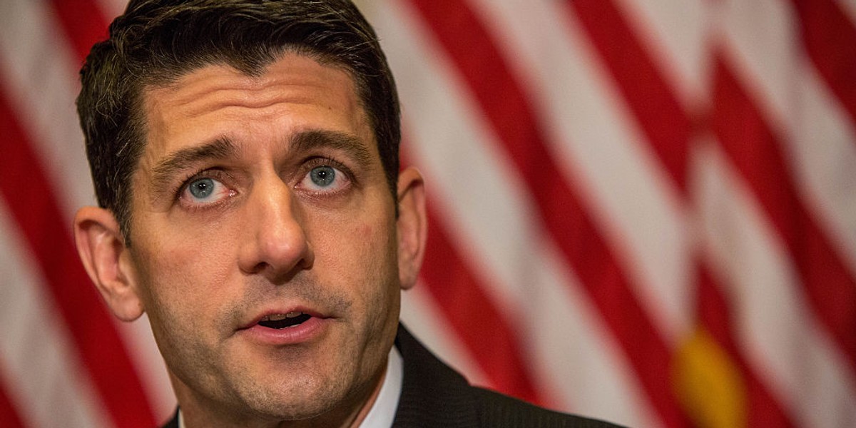 House Speaker Paul Ryan (R-WI) speaks during a meeting with President-elect Donald Trump at the U.S. Capitol November 10, 2016 in Washington, DC. Earlier in the day president-elect Trump met with U.S. President Barack Obama at the White House.)