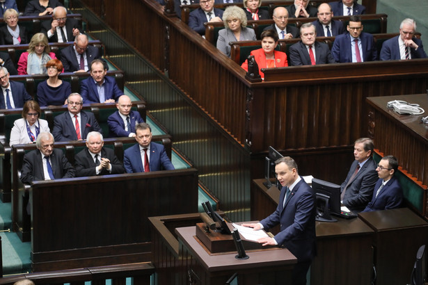 Andrzej Duda wygłasza orędzie przed Zgromadzeniem Narodowym