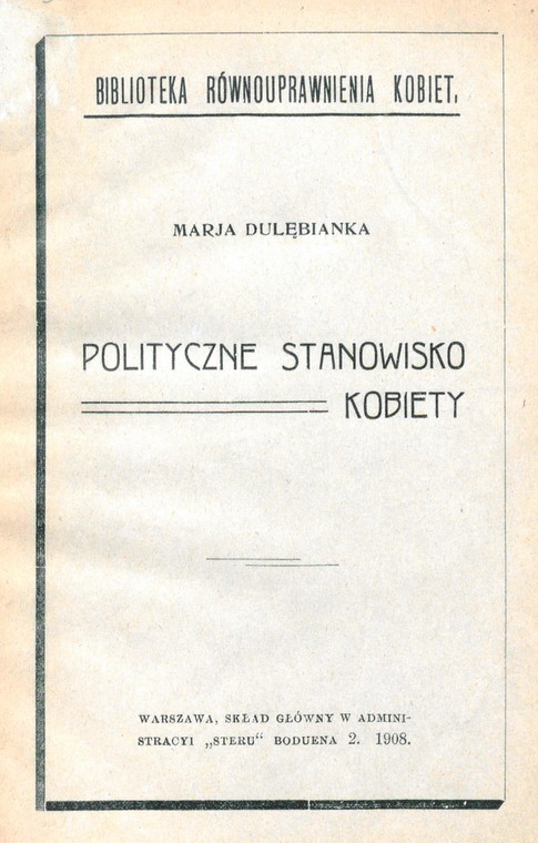 Strona tytułowa politycznego manifestu Marii Dulębianki