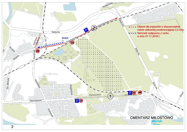Cmentarz Miłostowo - organizacja ruchu