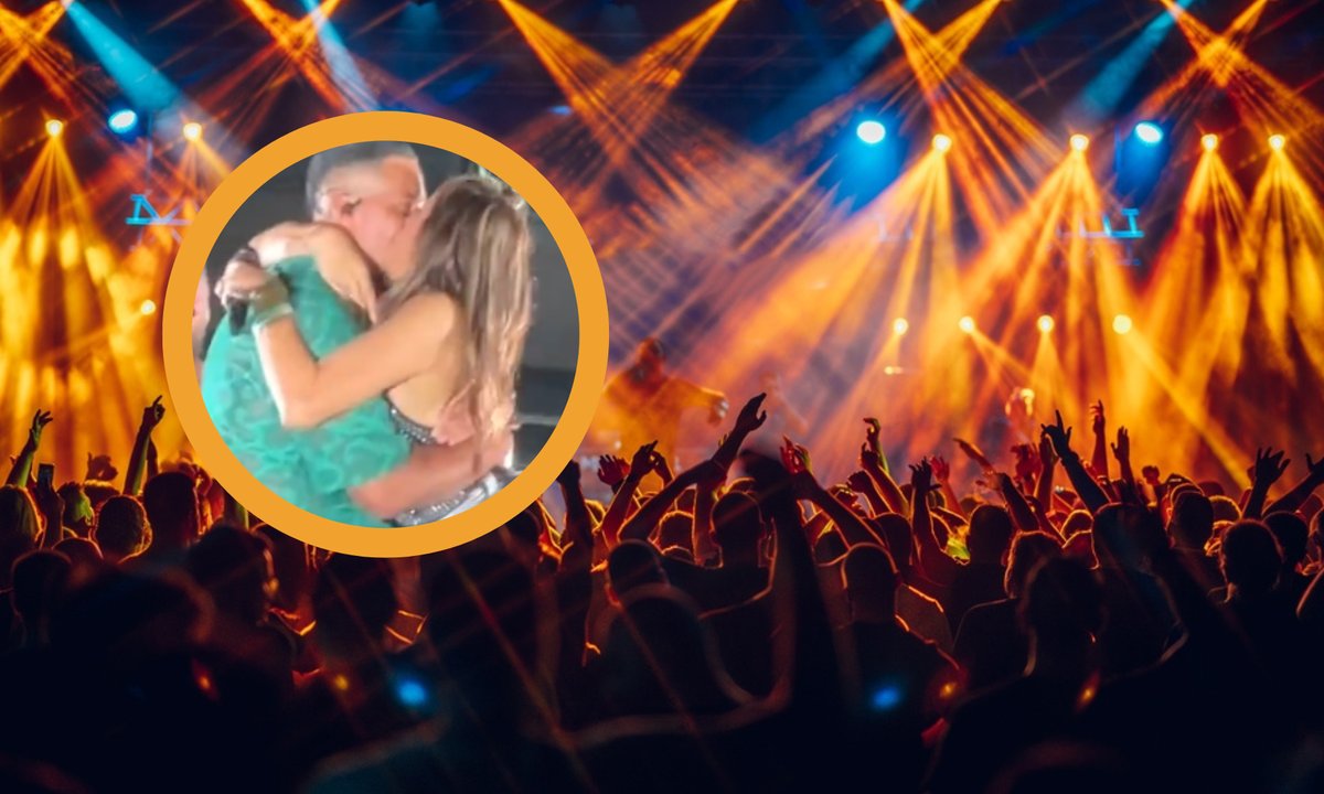 Wskoczyła na scenę i zaczęła całować muzyka. Mąż natychmiast zareagował [wideo]