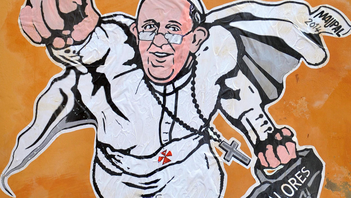 Artysta uliczny z oficjalną aprobatą Watykanu. Stworzył postać "Superpapieża"