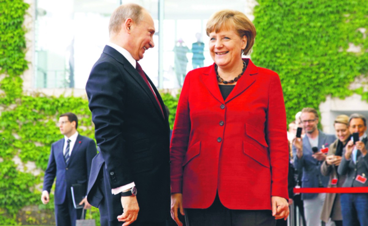 Kanclerz Niemiec Angela Merkel i prezydent Rosji Władimir Putin