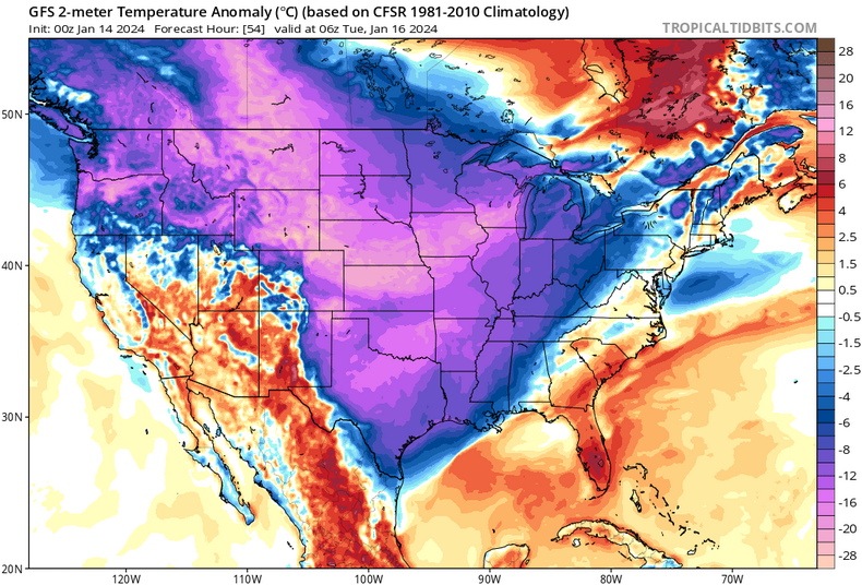 W Ameryce Północnej jest o ponad 20 st. C zimniej niż zwykle o tej porze roku