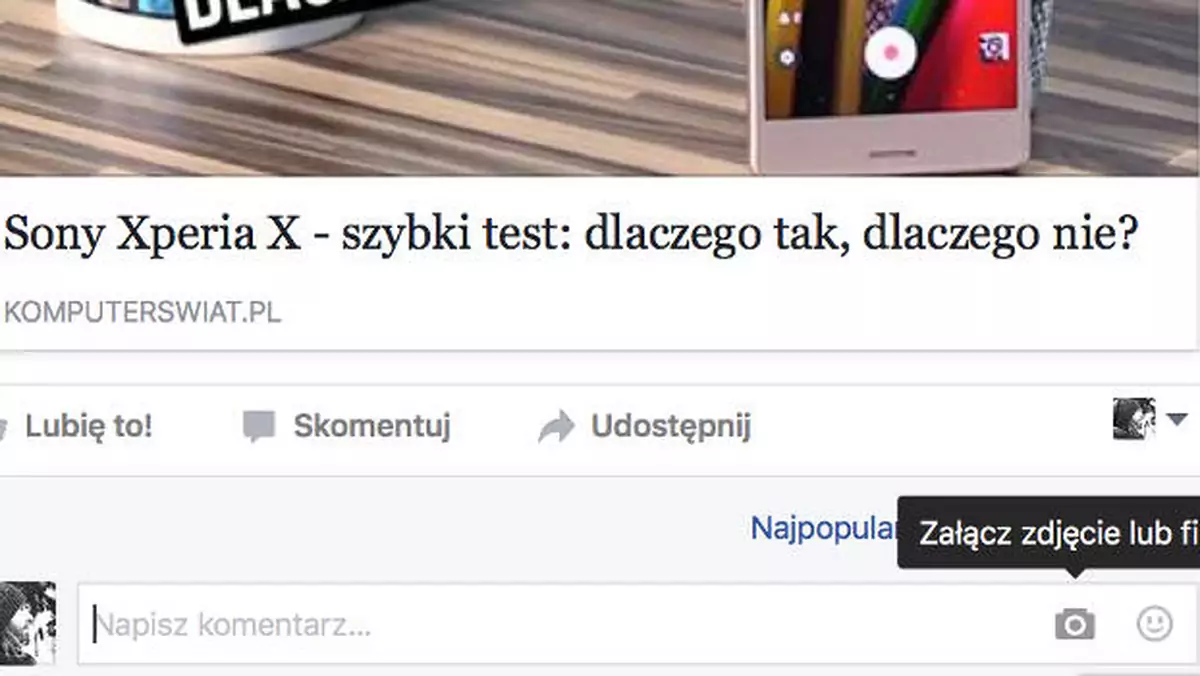 Facebook umożliwia umieszczanie filmów w komentarzach 