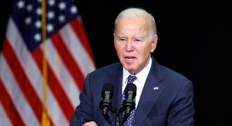 U.S. President Joe Biden speaks during the annual House Democrats 2024 Issues Conference on February 08, 2024 in Leesburg, Virginia.Anna Moneymaker/Getty Images