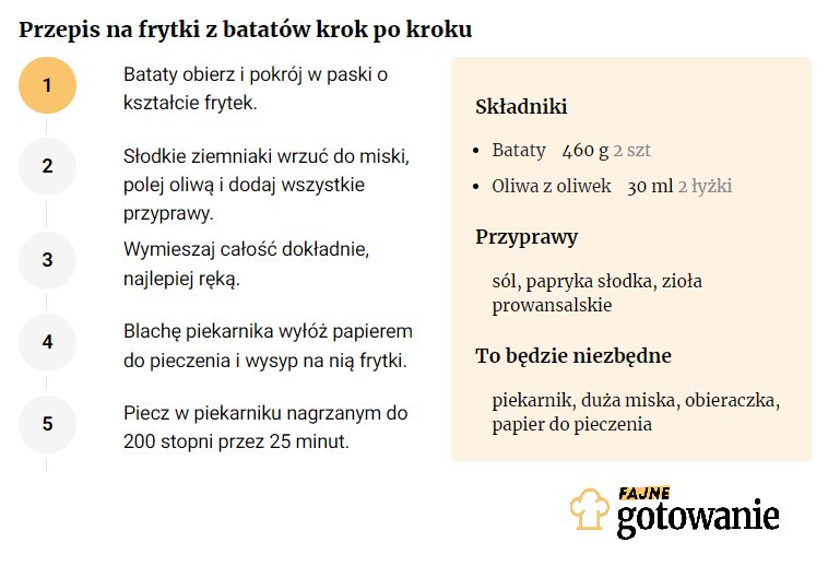 Przepis na frytki z batatów