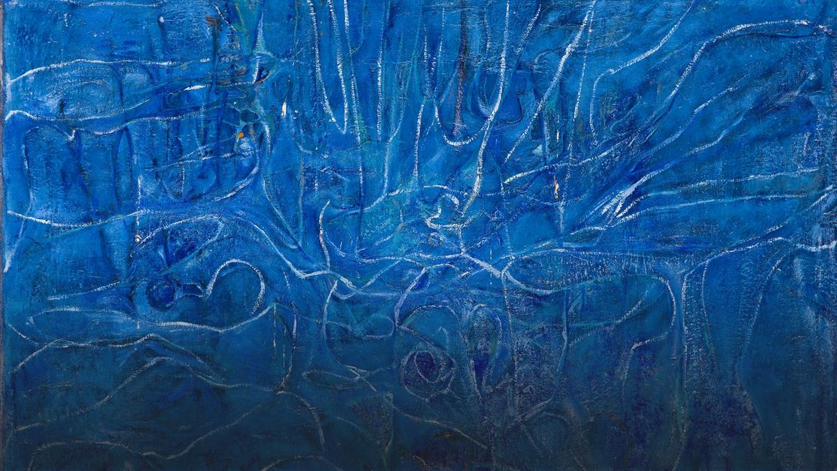 Wystawa i aukcja "Sztuka Współczesna. Klasycy Awangardy po 1945" w DESA Unicum. Na zdjęciu: Erna Rosenstein, "Echa niebieskie" (1963)